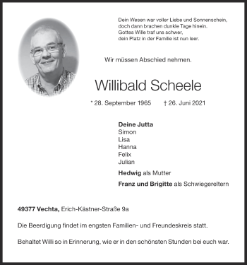 Anzeige von Willibald Scheele von OM-Medien