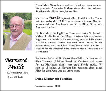 Anzeige von Bernard Muhle von OM-Medien