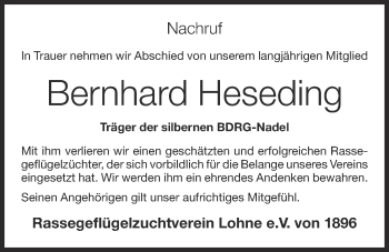 Anzeige von Bernhard Heseding von OM-Medien