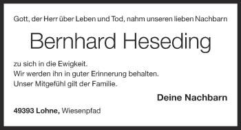 Anzeige von Bernhard Heseding von OM-Medien