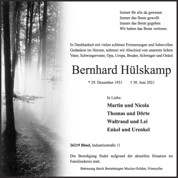 Anzeige von Bernhard Hülskamp von OM-Medien