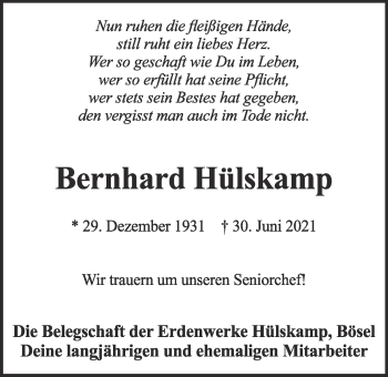 Anzeige von Bernhard Hülskamp von OM-Medien