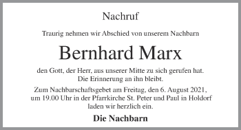 Anzeige von Bernhard Marx von OM-Medien