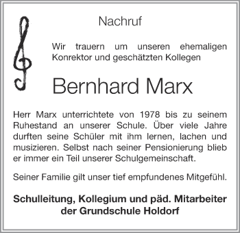 Anzeige von Bernhard Marx von OM-Medien