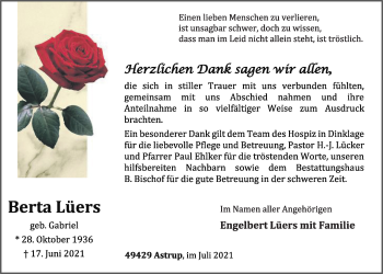 Anzeige von Berta Lüers von OM-Medien