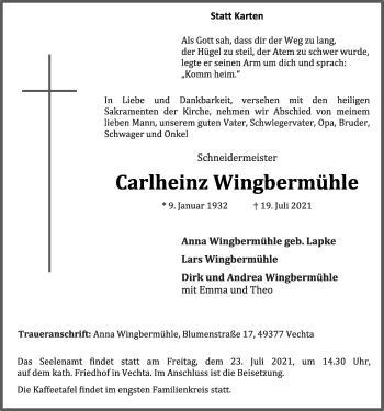 Anzeige von Carlheinz Wingbermühle von OM-Medien