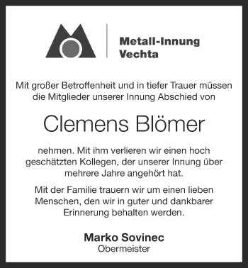 Anzeige von Clemens Blömer von OM-Medien