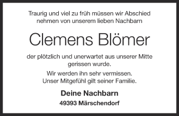 Anzeige von Clemens Blömer von OM-Medien
