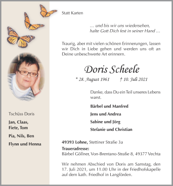 Anzeige von Doris Scheele von OM-Medien