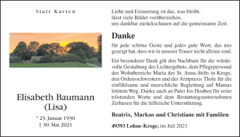 Anzeige von Elisabeth Baumann von OM-Medien
