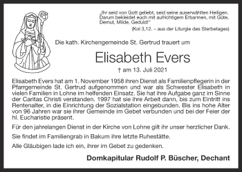 Anzeige von Elisabeth Evers von OM-Medien