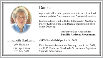 Anzeige von Elisabeth Haskamp von OM-Medien