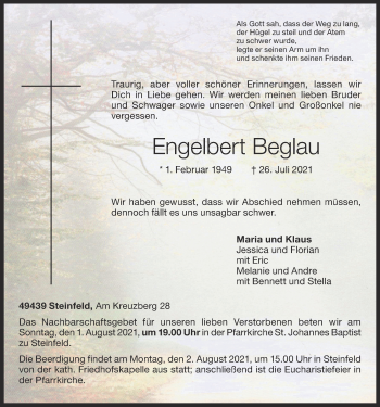 Anzeige von Engelbert Beglau von OM-Medien