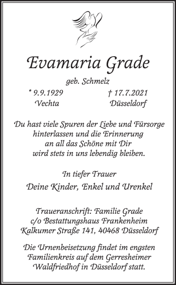Anzeige von Evamaria Grade von OM-Medien