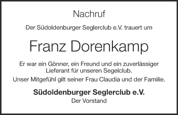 Anzeige von Franz Dorenkamp von OM-Medien
