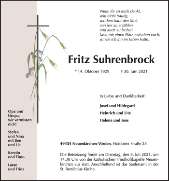 Anzeige von Fritz Suhrenbrock von OM-Medien