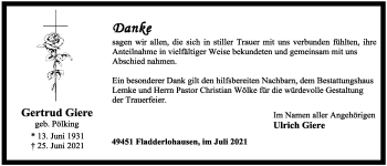 Anzeige von Gertrud Giere von OM-Medien