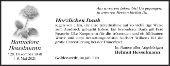 Anzeige von Hannelore Hesselmann von OM-Medien