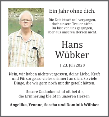 Anzeige von Hans Wübker von OM-Medien