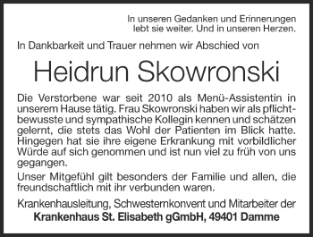 Anzeige von Heidrun Skowronski von OM-Medien