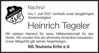 Anzeige von Heinrich Tegeler von OM-Medien