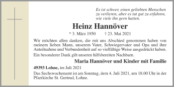 Anzeige von Heinz Hannöver von OM-Medien