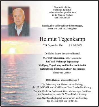 Anzeige von Helmut Tegenkamp von OM-Medien
