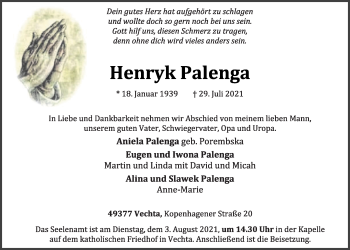 Anzeige von Henryk Palenga von OM-Medien