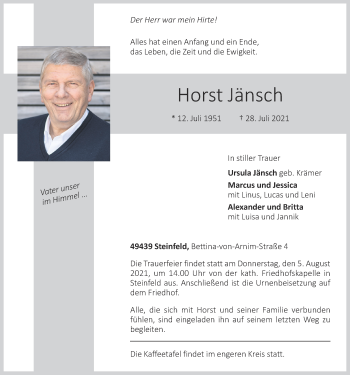 Anzeige von Horst Jänsch von OM-Medien