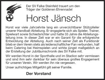 Anzeige von Horst Jänsch von OM-Medien