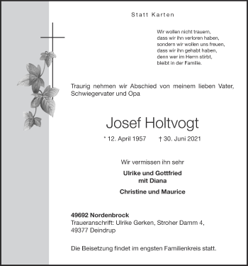 Anzeige von Josef Holtvogt von OM-Medien