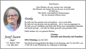 Anzeige von Josef Susen von OM-Medien