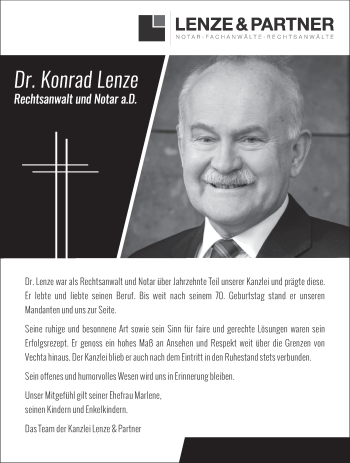 Anzeige von Konrad Lenze von OM-Medien