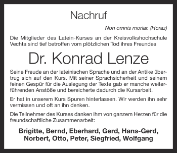 Anzeige von Konrad Lenze von OM-Medien
