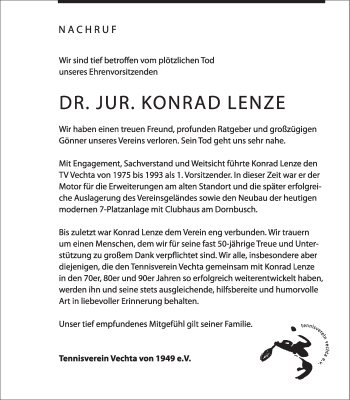 Anzeige von Konrad Lenze von OM-Medien