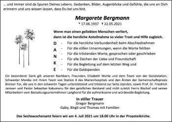 Anzeige von Margarete Bergmann von OM-Medien