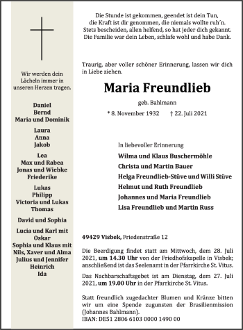 Anzeige von Maria Freundlieb von OM-Medien