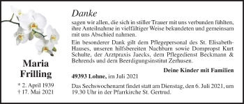 Anzeige von Maria Frilling von OM-Medien