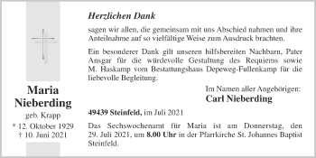 Anzeige von Maria Nieberding von OM-Medien