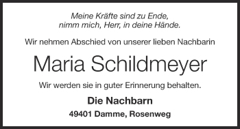 Anzeige von Maria Schildmeyer von OM-Medien