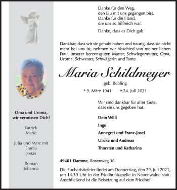 Anzeige von Maria Schildmeyer von OM-Medien