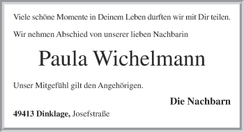 Anzeige von Paula Wichelmann von OM-Medien