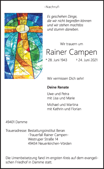 Anzeige von Rainer Campen von OM-Medien