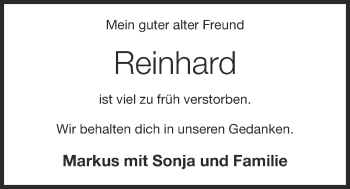 Anzeige von Reinhard Ostendorf von OM-Medien