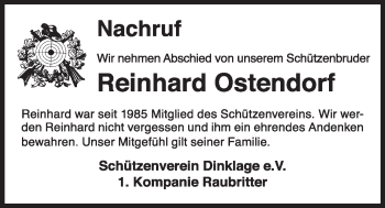Anzeige von Reinhard Ostendorf von OM-Medien