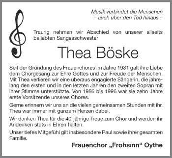 Anzeige von Thea Böske von OM-Medien