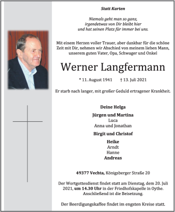 Anzeige von Werner Langenfermann von OM-Medien
