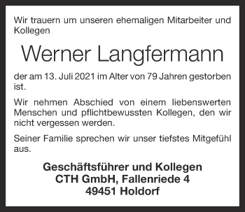 Anzeige von Werner Langfermann von OM-Medien