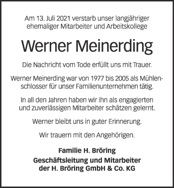 Anzeige von Werner Meinerding von OM-Medien