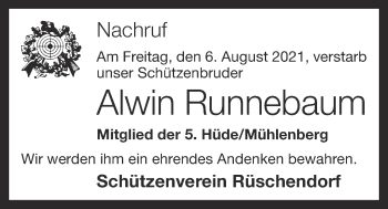 Anzeige von Alwin Runnebaum von OM-Medien